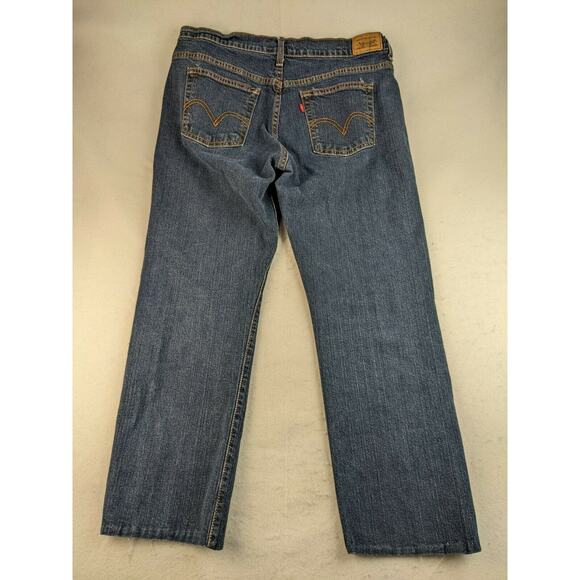 Levis 505 Straight Leg Boys Jeans Size 14 S Blue Denim Handsewn Hem 26.5 Inseam - Picture 2 of 6